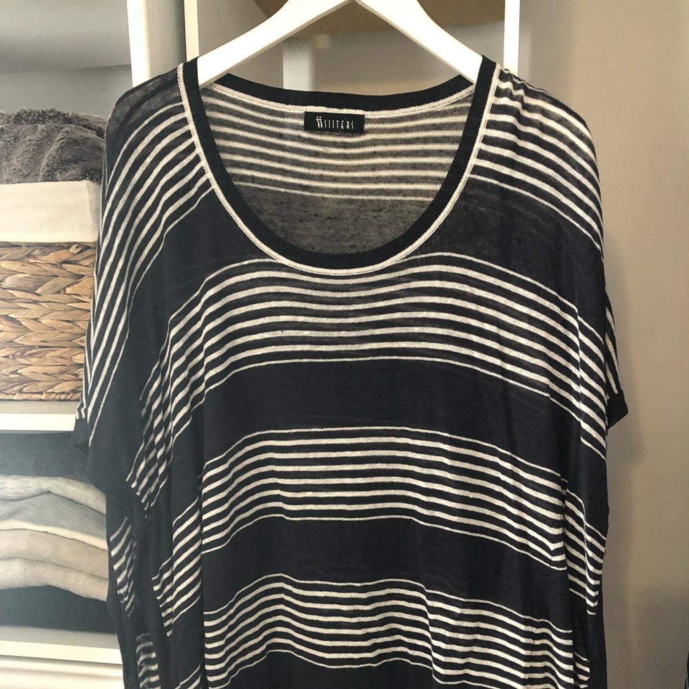 Blue and White Stripe Poncho
